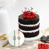 Mirror And Stone Work Rakhi Set Of 2 With Black Forest Cake Online
