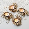 Gift Mirror Embellished Kalash And Gaja Lakshmi Diyas - Set Of 4
