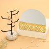 Mirror With Gold Textured Base And Tree Shaped Jewellery Organizer Online