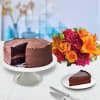 Mixed Flowers and Chocolate Cake Online