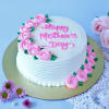 Mother's Day Pink Roses Cream Cake (Half Kg) Online