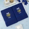 Mr and Mrs Right Poppy Royal Blue Personalized Towels Online