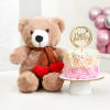 Muffler Teddy And Ombre Rose Cake Birthday Surprise Online