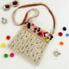 Gift Multi coloured Shell Sling Jute Bag
