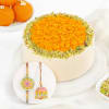 Multicolour Bhaiya Bhabi Rakhis And Mini Motichoor Cake Combo Online