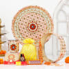 Multicoloured Embroidered Karwa Chauth Pooja Thali Set Online