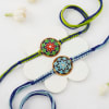 Gift Multicoloured Meena Rakhi Set of 2 With Dragees