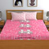 Gift My Favourite Place Pink Cotton Bedsheet with Pillow Covers.