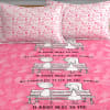 Buy My Favourite Place Pink Cotton Bedsheet with Pillow Covers.