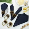 Navy Blue Napkins With Square Napkin Rings (Set of 6+6) Online