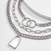 Shop Necklace - Multi Layered - Silver Lock - Set Of 3 - Juju Joy