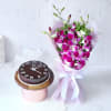New Year Gift - Orchids with Half Kg Chocolate Cake Online