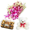 ORCHIDS AND FERRERO ROCHER 16 PCS WITH TEDDY Online