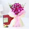 Orchids Bouquet With Assorted Chocolates Online