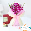 Orchids Bouquet With Assorted Chocolates - Personalized Online