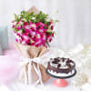 Orchids in Jute Wrapping Ribbon Bouquet with Oreo Cake (Half Kg) Online