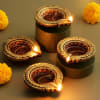 Gift Ornate Diyas with Thali