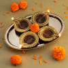 Ornate Diyas with Thali Online