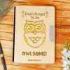 Owlsome Carved Personalized Wooden Cover Diary Online