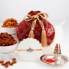 Paan Leaf And Om Rakhi With Dry Fruits Online