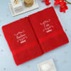Pack of 2 Poppy Red Personalized Couple Towels Online