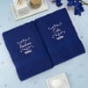 Pack of 2 Poppy  Royal Blue Personalized Couple Towels Online