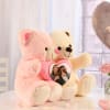 Gift Pair Of Teddies With Personalized Heart Cushion