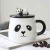 Gift Panda Coffee Mug With Lid And Spoon - White And Black