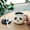 Buy Panda Coffee Mug With Lid And Spoon - White And Black