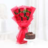 Passionate Paradise - Red Roses Bouquet With Decadent Mini Cake Online