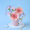 Gift Peach and Pink Flowers in a Mug
