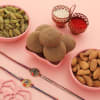 Peacock Rakhi Set Of 2 With Dry Fruits And Cookies Online