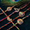 Gift Peacock Rakhis With Goodies In Potli And Pooja Thali