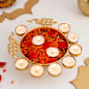 Gift Peacock Urli With DIY Rangoli Set And T-Lights