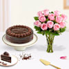 Perfect Pairing Blooms And Chocolate Cake Combo Online