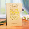 Buy Personalised Diary with Wooden Owl Carved Cover