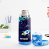 Buy Personalized Astronaut School Bag And Water Bottle Combo- Blue