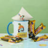 Personalized Blue Handle Mug with Krishna Rakhi and 5 Fivestar Chocolates Online