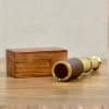 Gift Personalized Brass And Leather Finish Telescope In Sheesham Wood Box