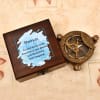 Personalized Brass Finish Sundial Compass in Sheesham Wood Box Online