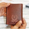 Gift Personalized Brown Tri-fold Leather Wallet