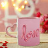 Gift Personalized Ceramic Mug in Pink with Heart Handle