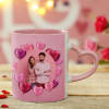 Personalized Ceramic Mug in Pink with Heart Handle Online