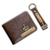 Shop Personalized Classic PU Leather Wallet And Keychain Combo - Dark Brown