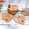 Gift Personalized Coffee Lover Wooden Coasters with Coaster Holder - Set of 4