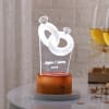 Gift Personalized Couple Ring LED Lamp - Wooden Finish Base