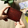 Shop Personalized Dark Brown Croc Embossed Leather Wallet