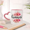 Gift Personalized Floral Mug With Heart Handle