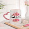 Personalized Floral Mug With Heart Handle Online