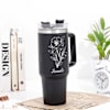 Gift Personalized Flowery Black Tumbler For Her